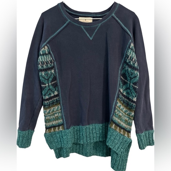 Ruby Moon Women's S Navy Sweatshirt Sweater Aztec Combo Hi-Low EUC! - Picture 5 of 9